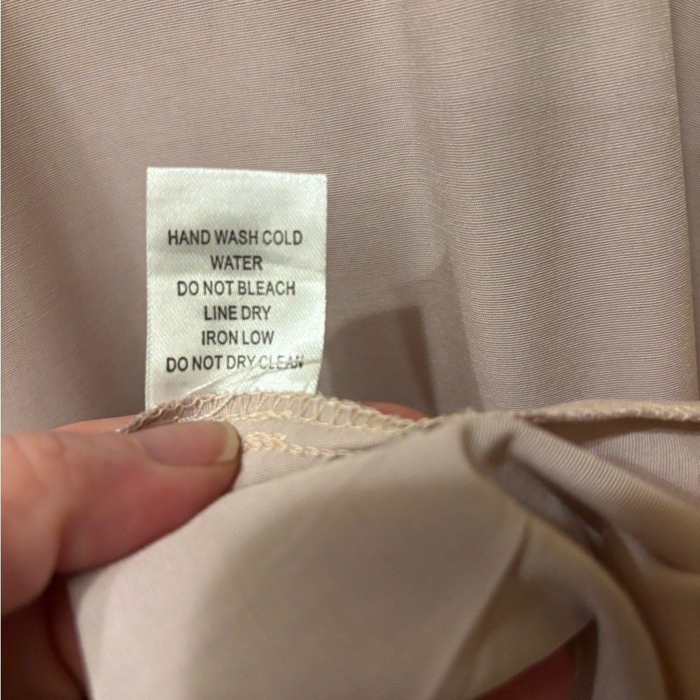 HYFVE Tan Tiered Midi Dress Size Large Flowy Halter Neck Neutral Boho - Picture 6 of 6